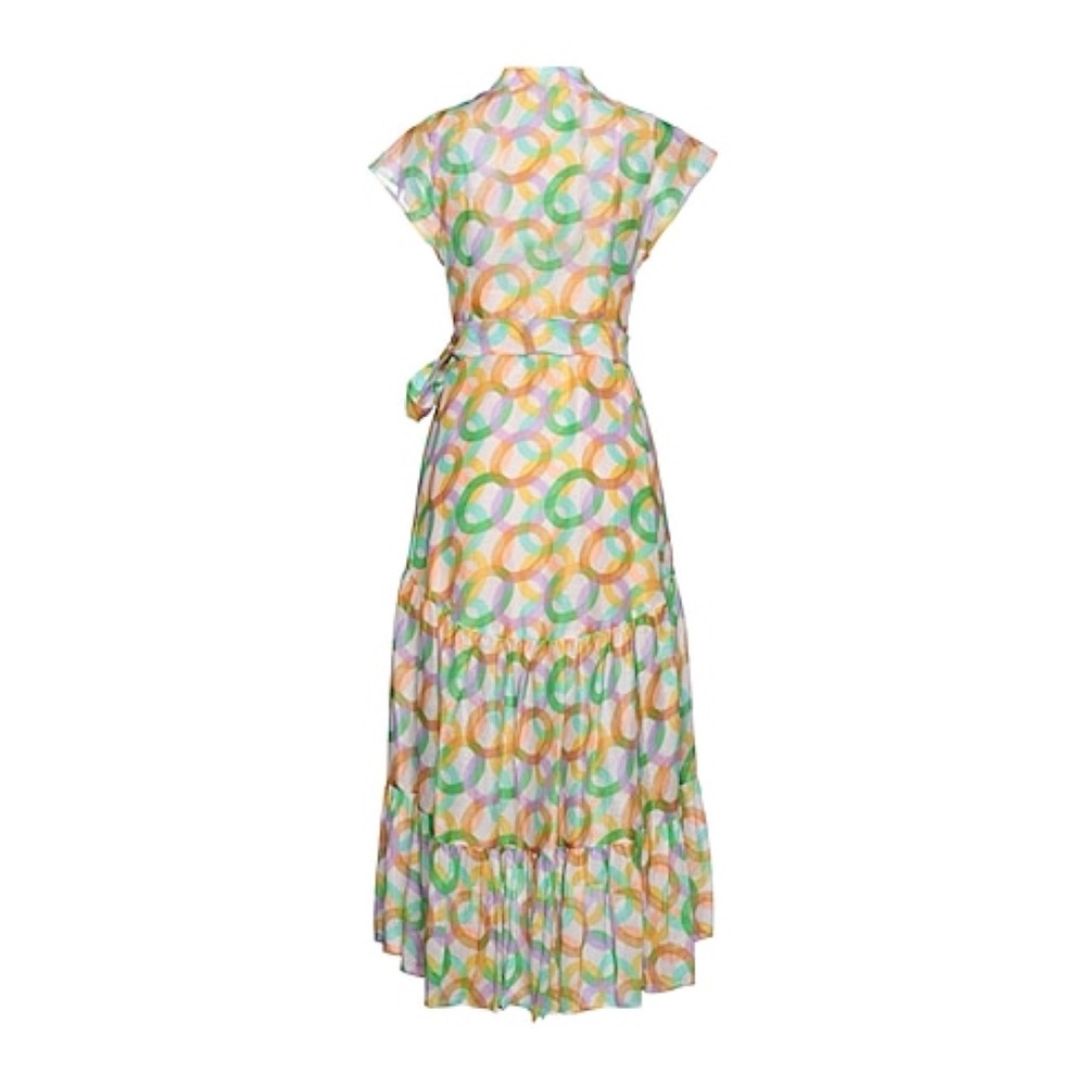 Sandro Printed Linen and Silk-blend Midi Dress - Size 38FR/6 US - Picture 8 of 14